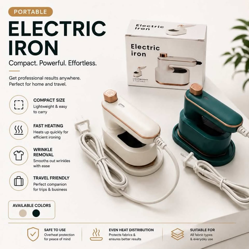 Portable Mini Steam Iron – Compact Travel Iron for Clothes