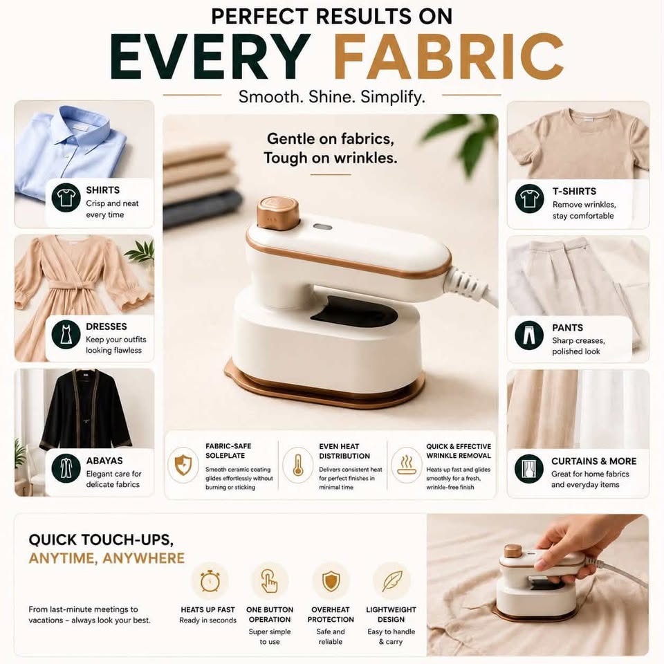 Portable Mini Steam Iron – Compact Travel Iron for Clothes